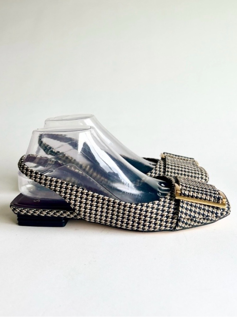 Sarto Khaki Black White Textile Square Toe Sandals size 8.5. - Picture 2 of 16